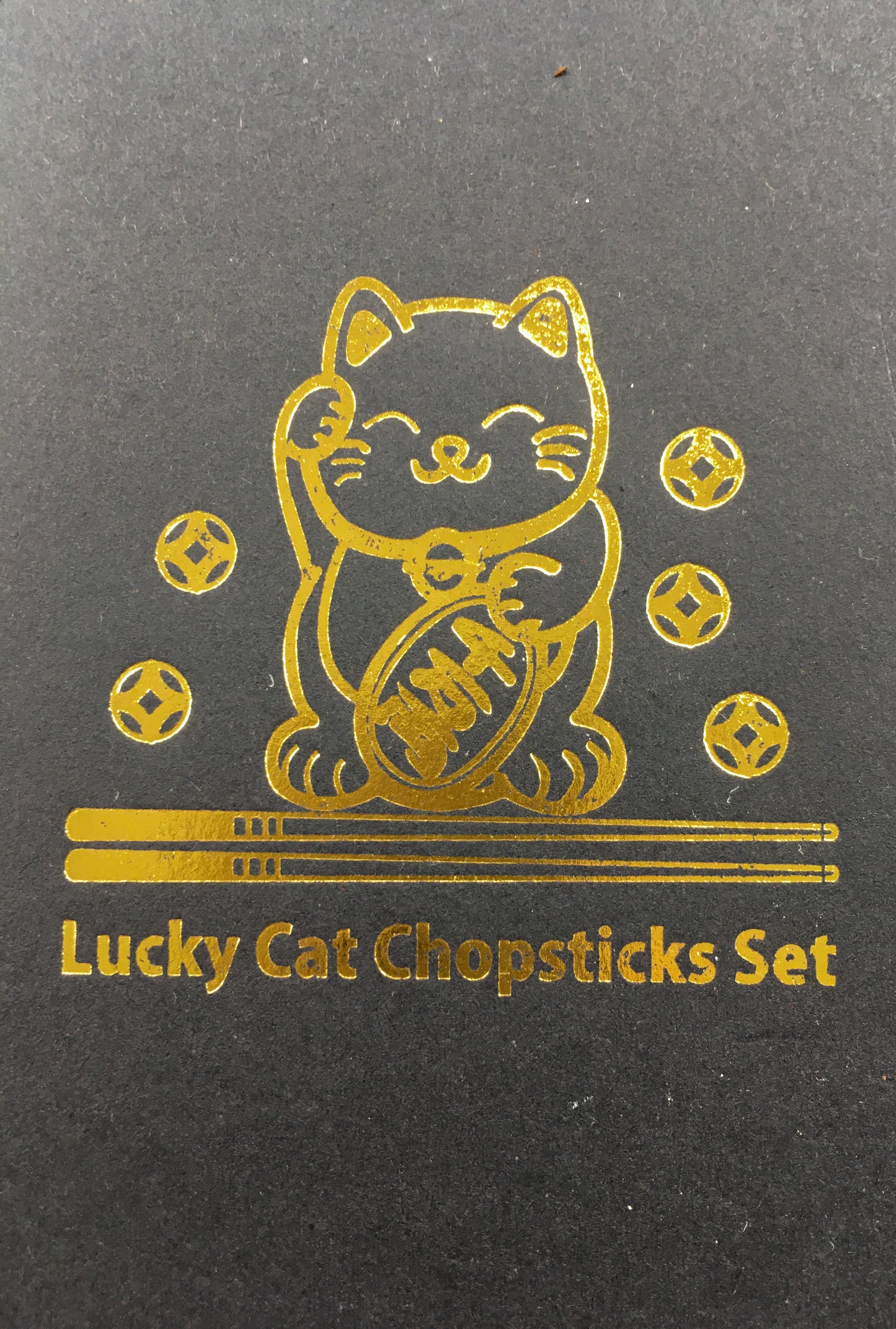 Lucky cat chopsticks set - 2 pairs of chopsticks with neko kitten rests in gift box